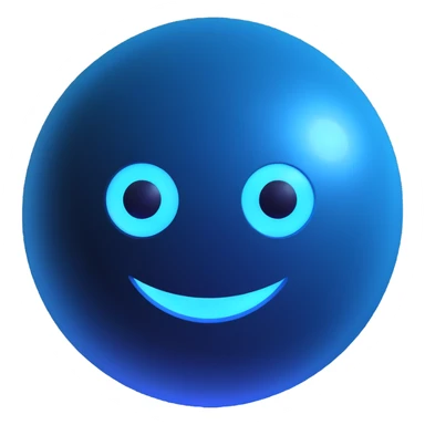 glowing blue orb with a digital face, symbolizing AI, futuristic and friendly sticker