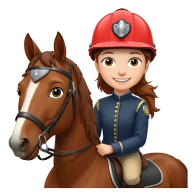 brown haired girl on a cheatnut hporse smiling' sticker