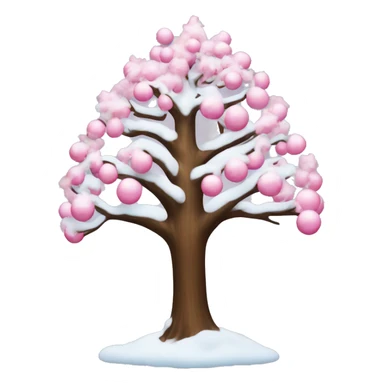 christian tree with snow and pink ornaments  sticker