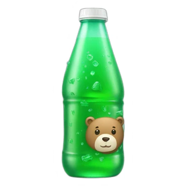 green soda with a bear on sticker