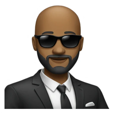 Damien Finette black bald guy in suit with beard and sunglasses sticker