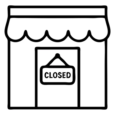 closed store door with 'closed' sign, minimalist style, soft colors sticker