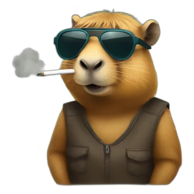 Capybara with cigarette and shades sticker