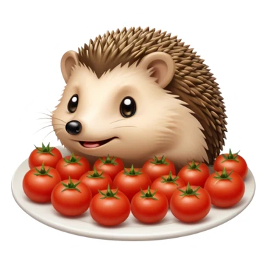 hedgehog crying and tomatoes in a plate sticker