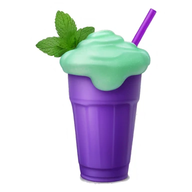 mint green slushy drink in cup, purple straw sticker