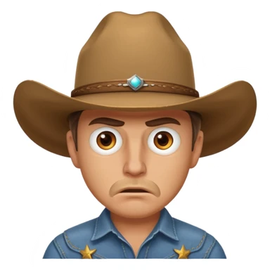 Angry eyes white man with cowboy hat sticker