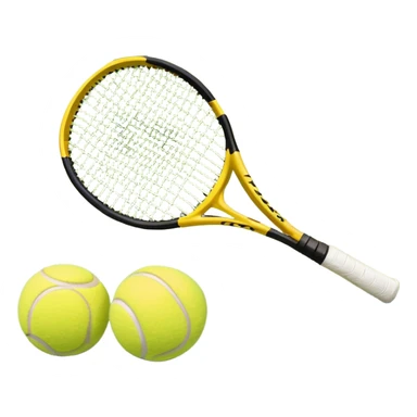 A tennis racket and a ball placed on the ground, with a tennis court in the background. The court lines and net are visible, emphasizing the structure and focus of the sport, creating a dynamic and energetic vibe. sticker