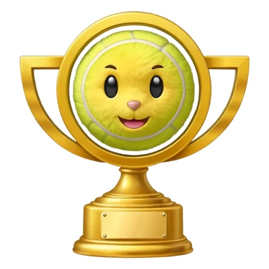 Tennis ball with trophy sticker