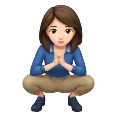 crouching emoji woman brunette sticker