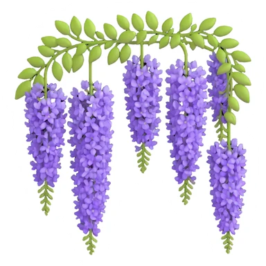 Detailed wisteria blossom with hanging clusters of lavender flowers in pendulous racemes and delicate green foliage sticker