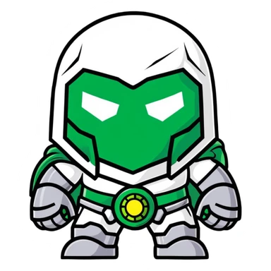 Doctor Doom with glowing green eyes and metal mask sticker