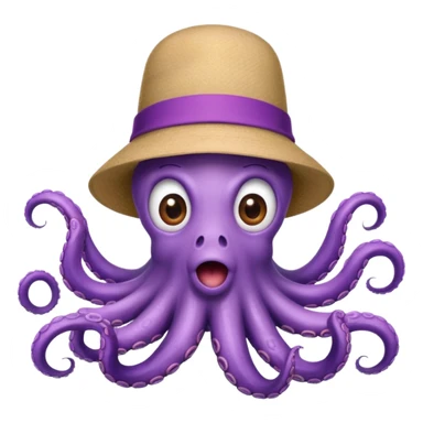 Shocked octopus wearing a hat sticker