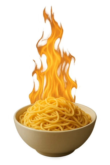 fiamma di metabolismo con bowl di pasta realistici sticker