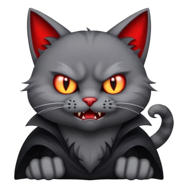 Vampire  cartoon cat with an angry expression, with its paws above its head sticker