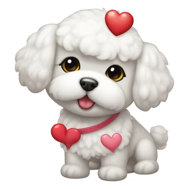Bichon maltes con diadema de corazón  sticker