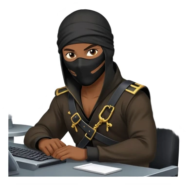 african-ameican mercenary ninja pirate hacker terminal command center sticker