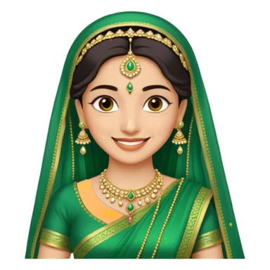 bride in green saree sticker