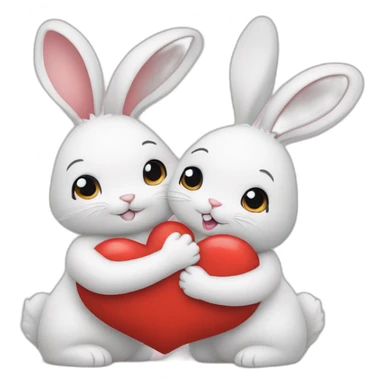 Two rabbits girls hug each other and there is heart over their heads sticker