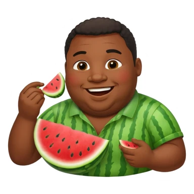 Fat black man eating watermelon sticker