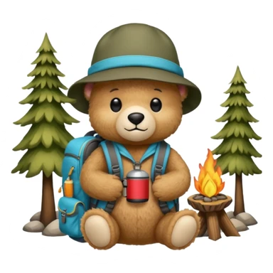 Teddy bear camping sticker