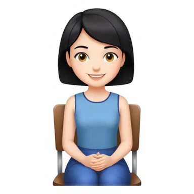 Girl with short black hair smiling sitting on a chair sticker
