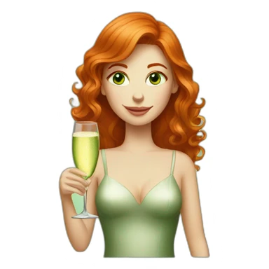 green-eyed red-haired woman with a glass of champagne sticker