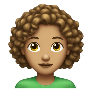 Long curly brown hair women with tan skin and Green eyes sticker