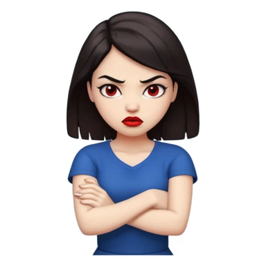 very angry arms crossed girl with dark hair sticker