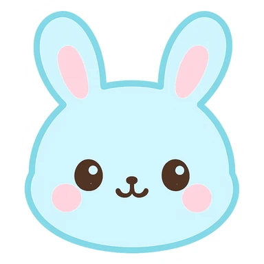 light blue cute rabbit head, kawaii style sticker