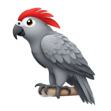 Gray parrot with one red feather on his butt sticker