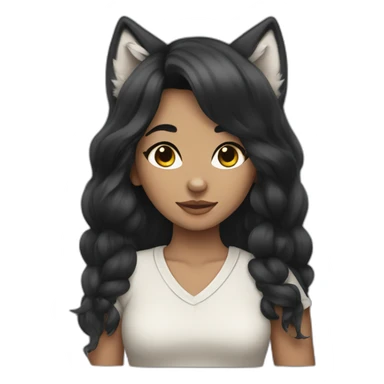 A wolf girl with black hair sticker