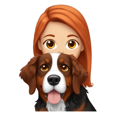 redhead girl with merle bernese mountain dog sticker