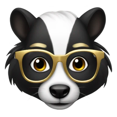 Skunk wearing gold frame glasses sticker