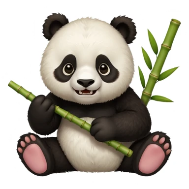Tatlı Kahverengi ve beyaz renginde panda elinde bambu olsun tam ısırıcakken olsun sticker