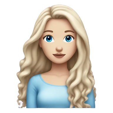 White girl with long brown hair and blue eyes and pink lips  sticker