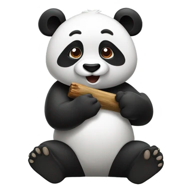 Panda eating wood sticker