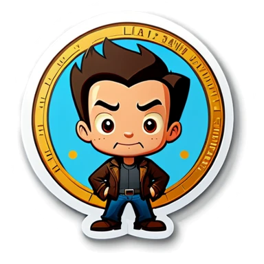 Cartoon coin that says Logan  sticker