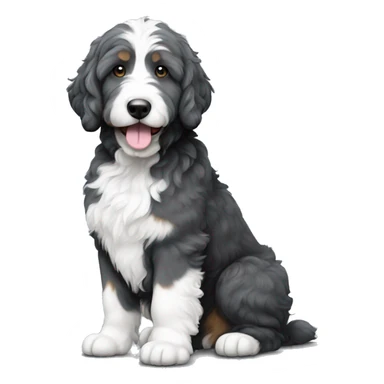 dark grey and white bernedoodle sticker