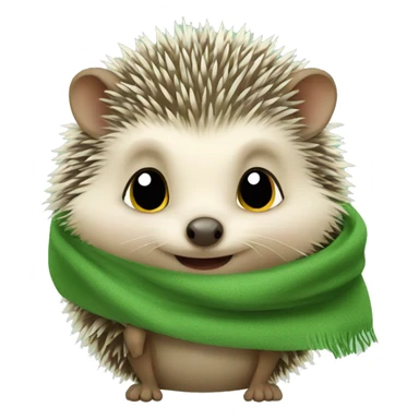 A cute Little hedgehog wearing a green scarf sticker