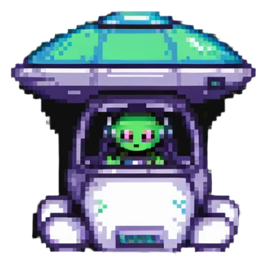alien driving a UFO spacecraft sticker