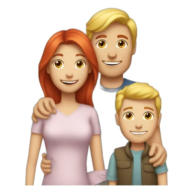 Mom red hair and dad blond and son blond happy sticker