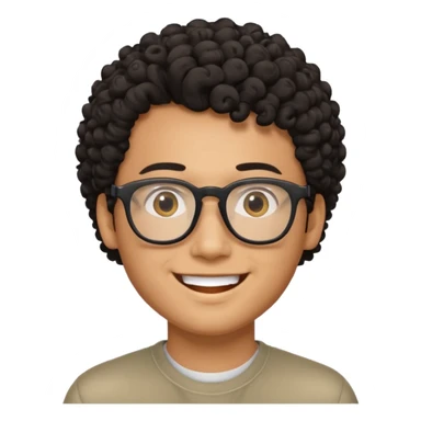Asian guy with curly hair and black glasses sticker