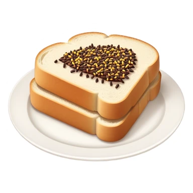 Slice of white bread on a white plate with chocolate sprinkles on top sticker