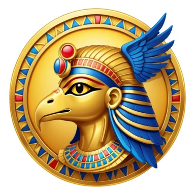 Egyptian sun god Ra with falcon head and sun disk sticker