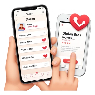 smartphone displaying a Tinder-like dating app interface, but with interior design rooms instead of people profiles, with like and dislike buttons sticker