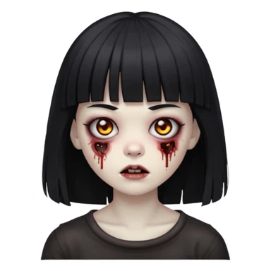 Faça uma menina de cabelo liso preto com franja zumbi sticker