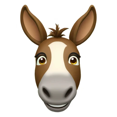 innocent smiling brown donkey face and green background 3d sticker