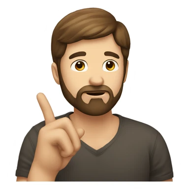 a bearded man with short brown hair, shushing with his finger sticker