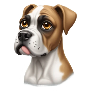 White boxer one blue eye one brown eye sticker