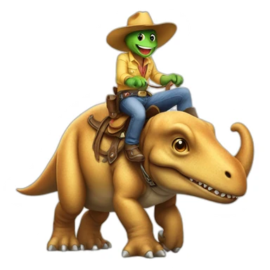 T-Rex with cowboy hat riding an elephant sticker